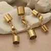 Pulseira de Corda de Couro Banhada a Ouro de Aço Inoxidável Fecho para Extremidade de Colar Design Simples de Fivela Conector de Joias DIY Acessórios