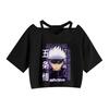 Camiseta de manga corta con estampado de dibujos animados de Jujutsu Kaisen para mujer, estilo informal y popular, de verano