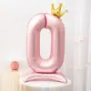 Globo Digital de Base de Pie de 42 Pulgadas, Corona de Princesa en Polvo, Globo de Niña para Fiesta de Cumpleaños y Aniversario