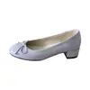 Estilo minimalista~Bico redondo salto grosso estilo elegante fofo laço sapatos de uma cor 2026 Outono sem cadarço não cansa os pés sapatos femininos