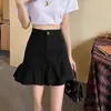 Falda corta de mezclilla blanca irregular con dobladillo de volantes para mujer, cintura alta, línea A, bodycon de verano, adelgazante 2026