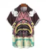 Comércio exterior 2024 estampa legal fofa de tubarão com impressão 3D camisa masculina casual de rua masculina
