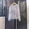 Verano Nuevo Ropa de Protección Solar de Seda de Hielo Camiseta de Malla de Manga Larga para Mujer Top Fino con Estampado de Luna Camiseta Básica Shihai