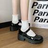 Sapatos Pequenos de Couro Preto Estilo Britânico para Mulheres Primavera & Outono 2025 Estilo Japonês Sapatos Mary Jane Plataforma Aumentadores de Altura Sapatos Lolita Jk