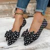Comercio Exterior Tallas Grandes Otoño 2026 Zapatos de Mujer Lazo Lunares Slip-on Zapatos Perezosos Punta Agujero Zapatos Planos Cruzados Individuales Mujer