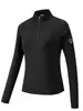 Camisa de manga larga de secado rápido y alta elasticidad para primavera y otoño con cuello alto, adecuada para actividades al aire libre, senderismo y ciclismo para mujeres; presenta un diseño fresco al tacto, de color sólido y transpirable