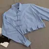 Vestido Millennial Retro Estilo Chinês de Botão Único com Lapela Manga Longa e Barra Solta Camiseta Feminina Dopamine Street Style