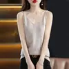 Ropa interior para tops chaleco de mujer camisola capa base nuevo 2025 punto cuello en V transfronterizo sin mangas sexy holgado primavera otoño
