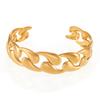 Pulseira Ômega Europeia e Americana clássica lisa gota d'água tecida moda casais aço inoxidável ouro 18K pulseira aberta