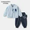 Conjunto Infantil Panda Kaka Ropa de Otoño para Niñas Chaqueta Casual para Niños Conjunto de Dos Piezas Ropa de Bebé para Principios de Primavera Moderno