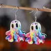Amazon Transfronterizo Nuevos Pendientes Colgantes de Cara de Fantasma y Calabaza para Dulces Pendientes Planos de Acrílico Accesorios de Halloween