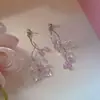 Brincos de Franja Florais Verdes Super Fada Brisa de Primavera para Mulheres, Brincos de Tarraxa de Luxo Leve de Nicho, Brincos Doces e Elegantes