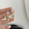 Moda Coreana Verano Explosiones Pequeñas Frescas Pendientes de Flor de Cristal Moda Temperamento Alto Sentido Joyería de Oreja Delicada