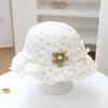 Sombrero Infantil Estilo Japonés Súper Lindo para Bebé de 1-3 Años Sombrero de Pescador para Primavera y Otoño con Florcita y Moño para Niña