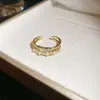 Anillo Abierto Geométrico de Circonita Estilo Palacio Francés, Anillo de Dedo Índice de Alta Gama de Nicho, Joyería de Moda, Exquisita y Personalizada para Mujeres