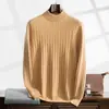 Suéter de Cachemira Retorcido con Espiga de Trigo Otoño e Invierno Moda Base de Lana Cachemira de Lujo Ligero Suéter Jacquard de Cuello Alto Falso para Hombre