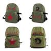 Mochila Grande Estilo Antiguo Nostálgica, Unisex, Diseño "Servir al Pueblo" del Presidente Mao, Estrella Roja, Estrella de Cinco Puntas, Verde de Protección Laboral