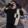 Camisa Polo de Verano con Empalme de Manga Corta para Hombre, Tendencia de Alta Gama, Camiseta de Color Contrastante para Hombre, Nuevas Camisetas de Manga Media 2025