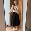 Falda de verano para mujer de cintura alta de secado rápido, falda de paraguas de línea A de longitud media estilo coreano, que cubre las caderas y estiliza, falda larga de workwear con retazos