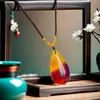 Colgante Vintage de Ámbar y Miel en Forma de Gota de Agua, Colgante de Ámbar Optimizado, Colgante de Ámbar Floral, Ámbar Sanguíneo Bicolor, Colgante de Gota de Agua para Mujer