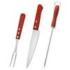 Set de Parrilla de Tres Piezas para Exteriores con Mango de Madera de Acero Inoxidable