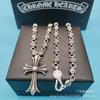 Ch Croix Star Flame Cross Vintage Pingente Colar Moda Tendência Casal Internet Celebridade Alfabeto Cadeia