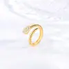Anillo Abierto de Serpiente con Incrustaciones de Diamantes Dorados Diseño Único de Nicho Anillo para el Dedo Diseño de Personalidad Versátil Anillo para Mujer Joyería al por Mayor