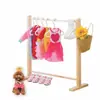Percha para Ropa de Mascota Perchero Pequeño de Pie para Niños Perchero Pequeño de Madera Maciza para Gato Ropa de Guardería Estante de Almacenamiento
