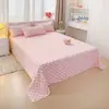 Sábanas de algodón lavado al agua hipoalergénicas de una sola pieza, sábanas de cuadros simples de par individual, sábanas y fundas de almohada individuales para dormitorio y hogar, venta al por mayor
