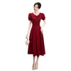 Vestido de Novia con Cuello de Muñeca, Mangas Abullonadas y un Vestido de Mañana para el Registro de Compromiso, Elegante Vestido Petite para Mujer