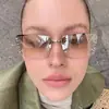 Gafas de sol sin montura con incrustaciones de diamantes estilo Punk Milenio Y2K, de alta gama, modernas, para chica popular, protectoras del sol, adelgazantes, envío gratis F