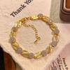 Pulseira de Fita Retrô Pincelada à Mão de Moda Vintage Usada Estilo Old Money de Luxo Acessível Levemente Incrustada com Diamantes