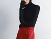 Suéter Fino Ajustado de Otoño Temprano 2024 Sin Presión Color Caramelo Cuello Alto Interior Sin Costuras Camiseta de Punto Base para Mujer
