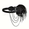 Diadema Retro Años 20 Diadema para el Cabello Fiesta Actuación Novia Baile de Graduación Tocado Diadema Pluma de Pavo Real Diadema Negra