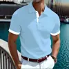 Nova Camisa Polo de Tricô com Gola Estilo Europeu e Americano, Roupa Masculina Fashion e Simples para Sair