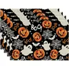 Manteles individuales de calabaza y fantasma de Halloween transfronterizos para decoración de fiestas en casa, manteles individuales y servilletas divertidos y aterradores de fantasma