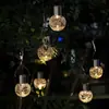 Luz Solar Pequena Pendente Bola Crackle Transfronteiriça Colorida para Pátio Externo Vidro Pendurado Luz Pendurada Decorativa para Jardim de Villa