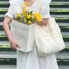 Bolsa de mano con bordado de letras estilo francés, relajada y artística, adecuada para salidas y para ir al trabajo de mujeres jóvenes, bolsa de lona de gran capacidad, casual y versátil