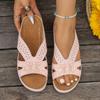 Chanclas de cuña de color liso de talla grande estilo europeo y americano para mujer, nuevas de verano 2025, sandalias de boca de pez de suela gruesa de moda con flores para mujer