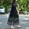Vestido de Algodón y Seda Estilo Étnico Nuevo 2026, Estampado Floral Lujoso y Elegante, Vestido Largo con Estilo para Madres, Adecuado para Usar al Aire Libre