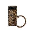 Funda con estampado de leopardo para Samsung ZFlip4, ZFlip5, ZFlip6, funda rígida plegable y protectora