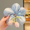 Elástico de Cabelo com Laço de Flor Tulipa Estilo Coreano para Meninas, Corda de Cabelo de Alta Elasticidade para Rabos de Cavalo e Coques