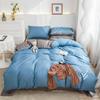 Nuevo Estilo Algodón Lavado Color Sólido Juego de Cuatro Piezas Estilo ins Lijado Cama Dormitorio Estudiantil Textil para el Hogar Simple