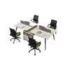 Juego de Escritorio y Silla para Personal Corporativo, Estación de Trabajo para Cuatro Personas de Empleado de Oficina de Empresa, Escritorio de Computadora con Panel Divisor de Pantalla y Gabinete de Almacenamiento