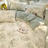 Conjunto de Cama de Algodão Lavado de Quatro Peças no Estilo Ins Capa de Edredom Solteiro Dormitório Estudantil Colcha Conjunto de Três Peças para Primavera e Verão