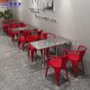 Restaurante Temático Estilo Sudeste Asiático Combinación de Mesa y Silla de Acero Inoxidable Estilo Coreano Puesto Grande Tienda de Barbacoa Tienda Nocturna Silla de Hierro