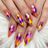 Rombos Multifacéticos Estéreo 3D Fantasma Metal Galvanizado Brillante Manicura Moda Europea y Americana Cabeza Redonda Almendra Multicolor Uñas Postizas