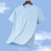 Camiseta Masculina de Manga Curta Tamanho Europeu Verão Seda Gelada Fina Meia Manga Gola Redonda Top Camiseta Comércio Exterior Transfronteiriço Mais Vendido