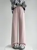 Calça Jogger de Moletom Feminina Casual Outono Cintura Alta Slim Fit, Estilo Preguiçoso, Modelagem Solta Emagrecedora A19216