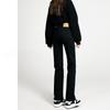 Jeans Cigarrillo Negros de Cintura Alta para Mujer, Otoño e Invierno 2025 Nuevo Adelgazante Holgado Forrado con Vellón Petite Estrecho Recto